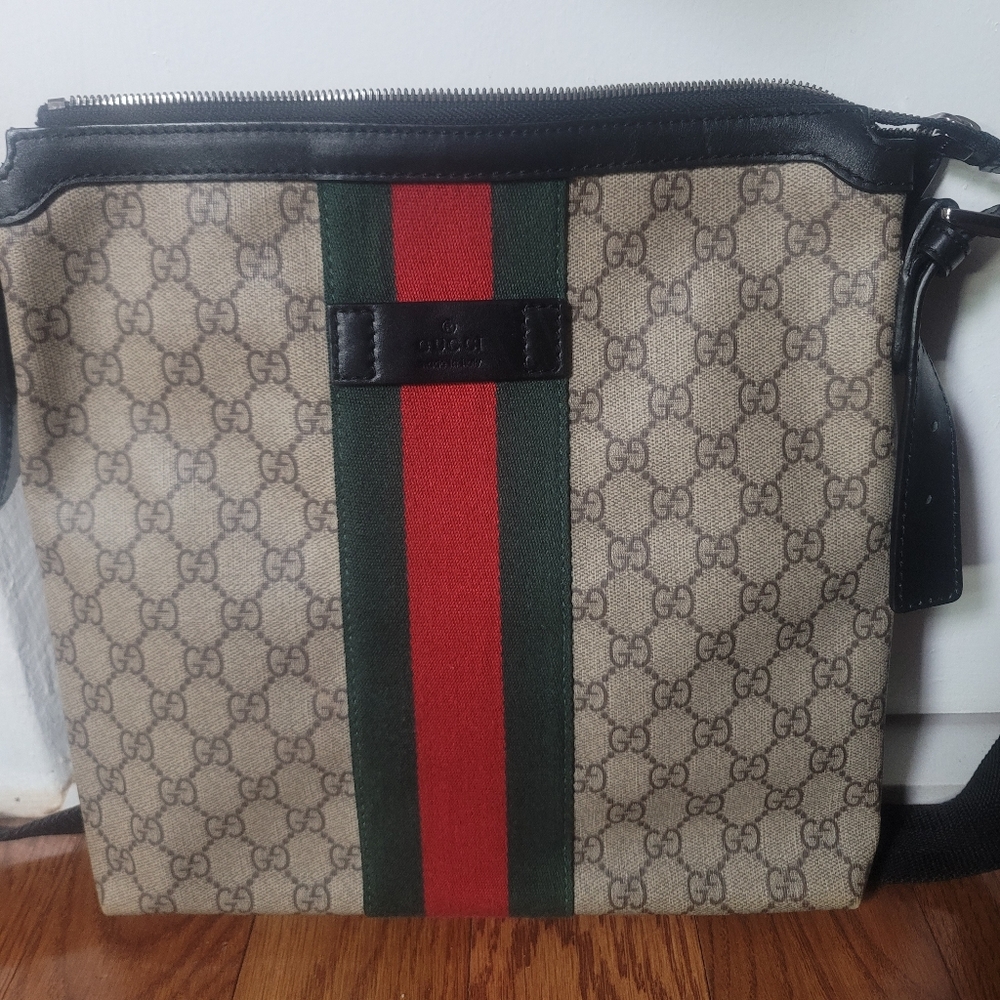 Gucci Messenger Supreme Web GG Brown/Red/Brown